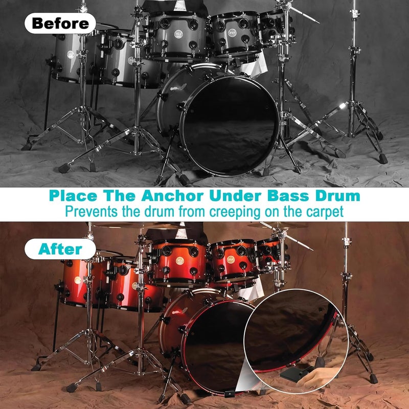 TXesign Bass Drum Rug Anchor for Drum Set, Acrylic Bass Drum Stopper with Storage Pocket Bass Drum Anti-Slip Base Accessory for Drum Mats, Rugs and Carpets (1 Piece) - Image 4